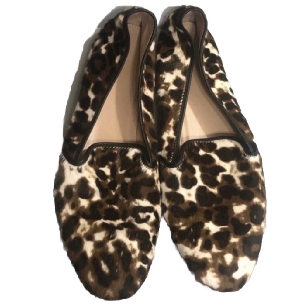 J. Crew Leopard Print Fur Slip On Loafers.  Size 7.